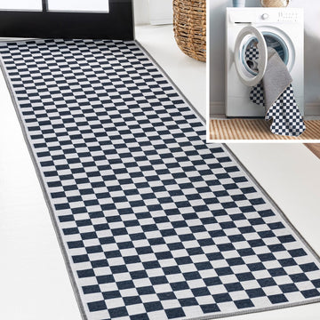 Ainsley Modern Cottage Checkerboard Washable Area Rug